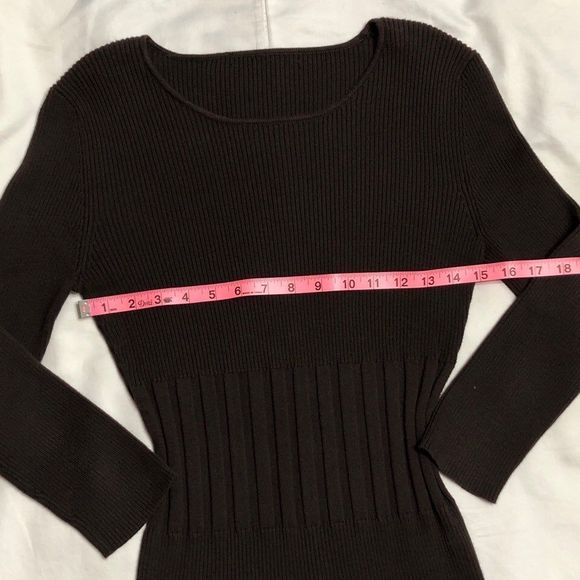 Ribbed Sweater for Women Crew Neck Brown Size Small - Picture 6 of 7